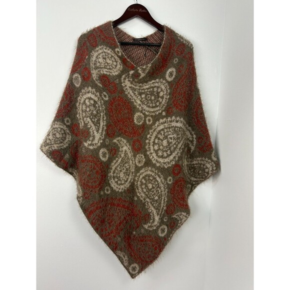 Anthropologie Do Everything In Love Poncho Shawl OS Paisley Knit Sweater 1133U2 - Picture 2 of 9